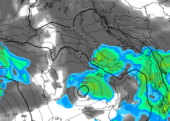 La possibile situazione per la mattinata di Mercoledì 13. Non saranno da escludere dei rovesci anche sulla Marsica con qualche nevicata attorno ai 1800 m circa