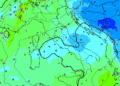 La situazione ad 850 hpa secondo il modello americano GFS previsto per le ore 13:00 di Mercoledì. Sulla Marsica cielo poco nuvoloso e clima abbastanza freddo, soprattutto nelle ore notturne