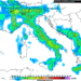 La situazione che appare possibile secondo GFS, Lunedì sera. Sulla Marsica, possibilità di precipitazioni moderate dal pomeriggio