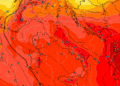 Ad 850 hpa ecco la situazione prevista dal modello americano GFS per le ore 14:00 di Mercoledì 16 Luglio. Temperature in aumento quindi, ma addensamenti pomeridiani piuttosto presenti