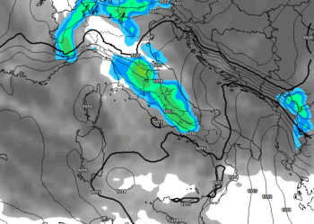 La possibile situazione nelle prime ore del mattino di Giovedì 7 Agosto. Possibili temporali ancora anche sul territorio marsicano