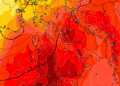 La situazione ad 850 hpa prevista da GFS per le ore 14:00 di Giovedì 28. Cielo tra poco nuvoloso e velato e temperature massime che potranno toccare attorno ai +34°c in località come Avezzano