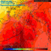 La situazione ad 850 hpa prevista da GFS per le ore 14:00 di Giovedì 28. Cielo tra poco nuvoloso e velato e temperature massime che potranno toccare attorno ai +34°c in località come Avezzano