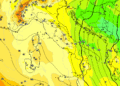 La possibile situazione vista da GFS per Mercoledì 8 Ottobre ad 850 hpa. Tempo generalmente buono e temperature in aumento.