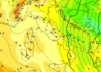 La possibile situazione vista da GFS per Mercoledì 8 Ottobre ad 850 hpa. Tempo generalmente buono e temperature in aumento.