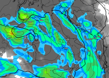 La situazione delle precipitazioni previste da GFS per le ore 13:00 di Martedì 23 Dicembre. Saranno possibili delle precipitazioni su tutta l'area marsicana e con temperature abbastanza miti