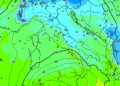 Nel modello matematico (GFS) è raffigurata la situazione ad 850 hpa prevista al mattino di Meroledì 21 Gennaio ove sarà un pochino più freddo dei giorni precedenti e meno di quelli seguenti