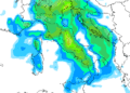 La situazione delle precipitazioni secondo il modello americano GFS, alle ore 13:00 di Mercoledì 28 Gennaio. Al momento appaiono piuttosto abbondanti sull area marsicana
