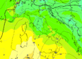 La situazione ad 850 hpa vista da GFS per le ore 13:00 di Mercoledì 14 Gennaio. Sulla Marsica condizioni di tempo discrete con il cielo che presenterà solo delle stratificazioni di passaggio e qualche locale addensamento sparso