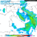 La situazione delle precipitazioni vista dal modello GFS per la serata di Mercoledì 18. Sulla Marsica piogge e nevicate fin sui 7/800 m, specie settori orientali