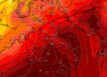 La situazione vista dal modello GFS per le ore 14:00 di Venerdì 28 Agosto e quindi a 120 ore. Molto caldo anche sulla Marsica con i valori massimi possibili fin sui +37/38°c ad Avezzano