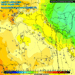 La situazione ad 850 hpa vista dal modello americano GFS per le ore centrali della giornata di Martedì 27 Ottobre. Sulla Marsica, temperature oltre le medie del periodo in essere