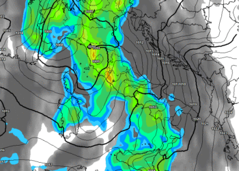 La situazione delle precipitazioni viste da GFS per le ore 05:00 di Mercoledì 21 Ottobre. Possibilità di precipitazioni moderate su tutta la Marsica