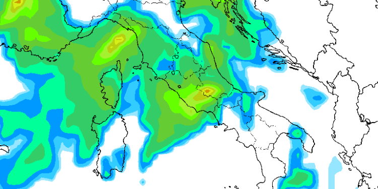 Il modello americano GFS che al momento vede questa situazione in merito alla possibilità delle precipitazioni la mattina di Giovedì 8 Ottobre, che sembrano piuttosto diffuse